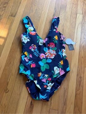 NEW Loft blue floral one piece bathing suit